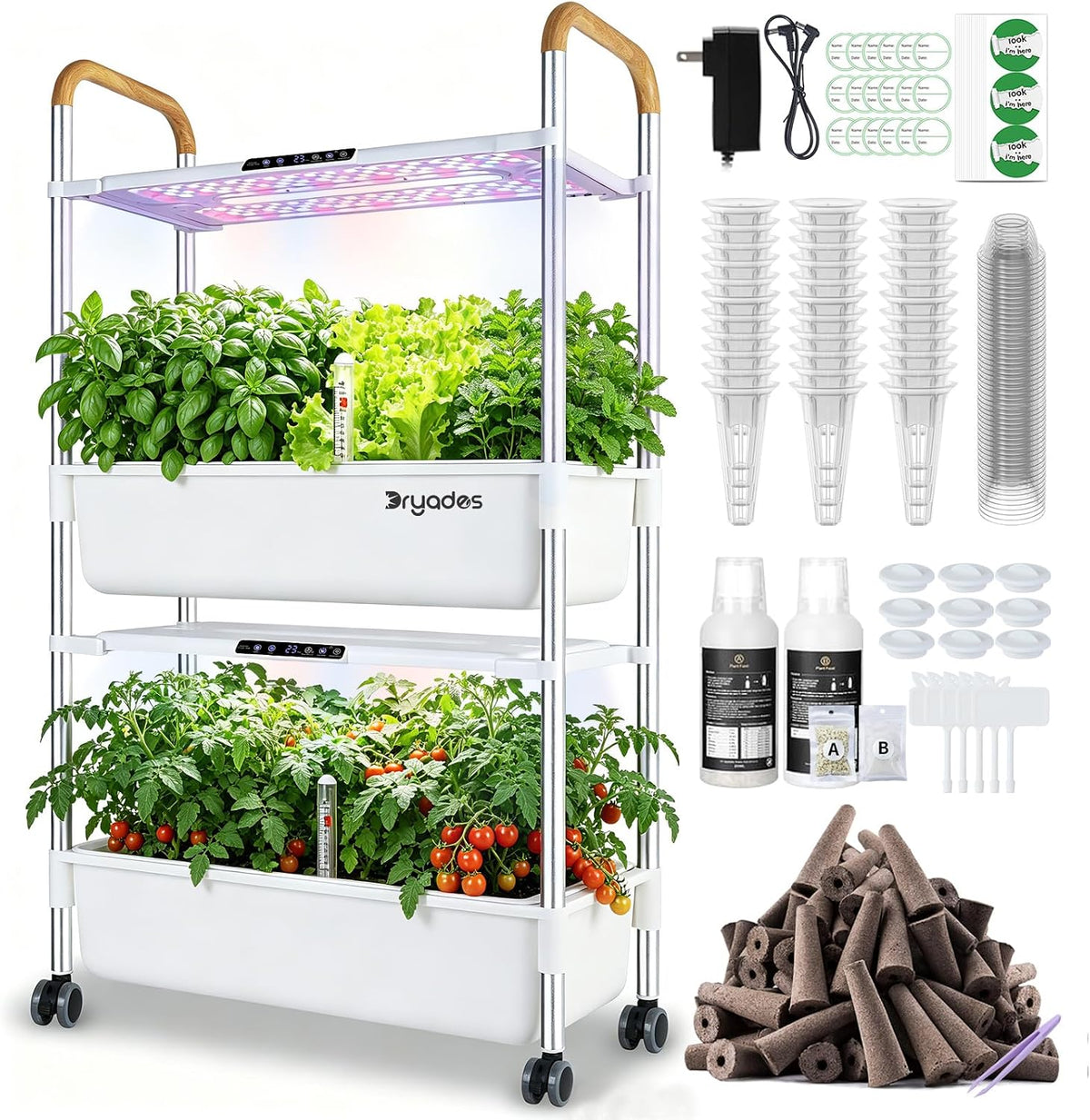 16 Pods Hydroponic Growing System, Indoor Garden with 24W Full-Spectrum LED, Smart Quiet Auto-Watering Herb Planter, Classic Red-Black Gift Design for Home, Office & Holiday