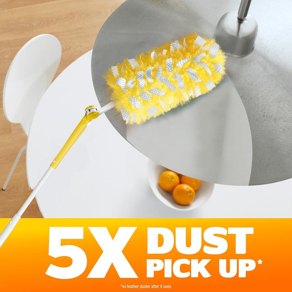 Swiffer Duster Kit with 3 ft Extendable Handle, Dusters for Cleaning, Set Includes 1 Extension Pole and 12 Heavy Duty Dusting Refills Dust Cleaner, Long Extended Wand for Ceiling Fans and Walls