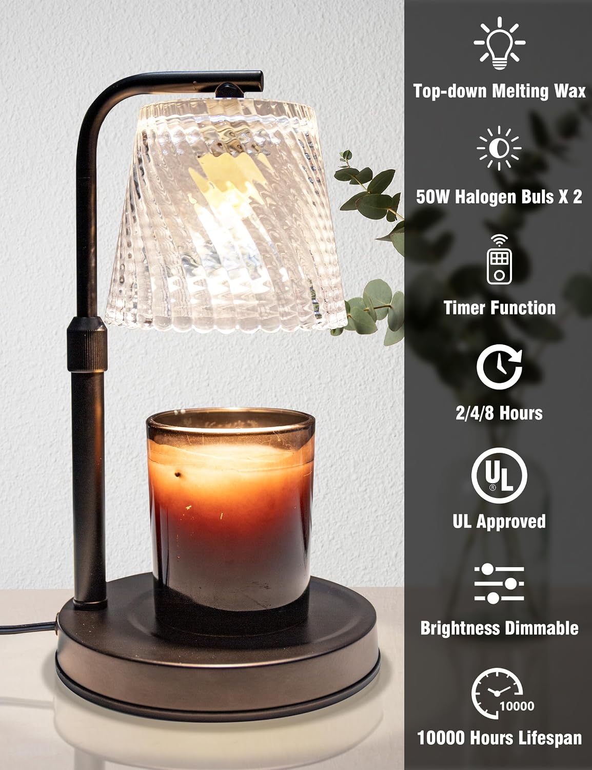 Candle Warmer Lamp with Timer Dimmable -Birthday Gifts for Women Room Decor