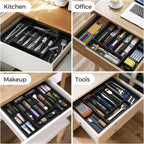 ukeetap Extra Large Expandable Silverware Organizer, Flatware Tray, Black