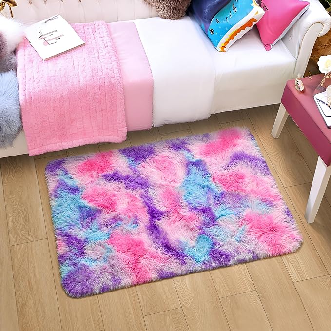 Tepook Soft Rainbow Rug for Girls Room, Cute Fluffy Girls Bedroom Rugs - Image 5