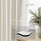 Guken Cream 100% Blackout Curtains 100 Inch Wide by 120 Inch - Image 4