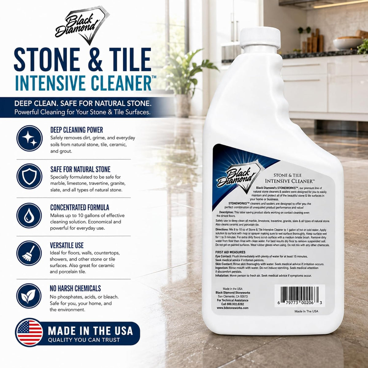 Stone & Tile Intensive Cleaner for Travertine & Natural Stone, 1-Quart