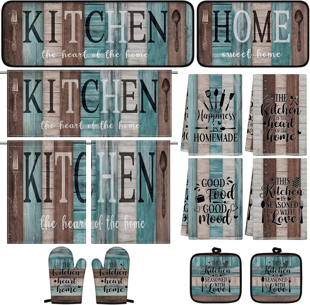 Britimes Kitchen Decor Sets, 13 Pack, Farmhouse Teal Turquoise