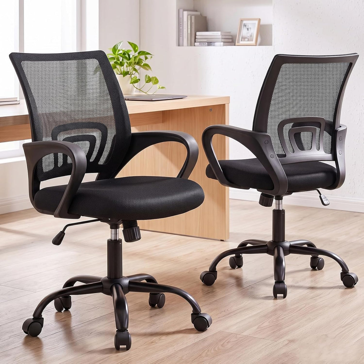 DUMOS Ergonomic Office Chair, Mid-Back Comfy Executive Desk Chair Set of 2