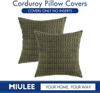 MIULEE Pack of 2 Spring Corduroy Decorative Euro Sham Throw Pillow Covers 24x24 - Image 9