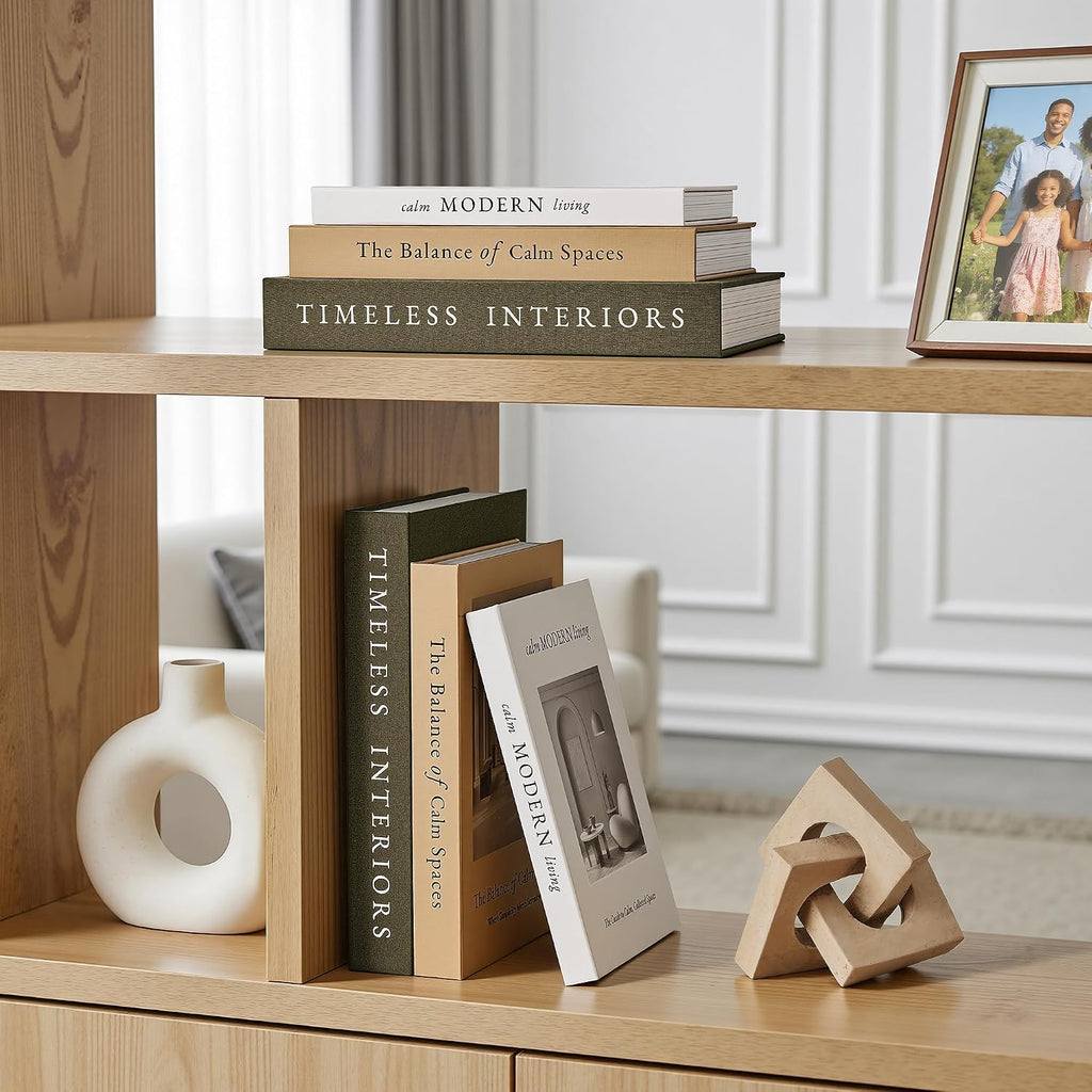JARLINK Decorative Books, Set of 3 Fake Book Storage Boxes, Olive Green