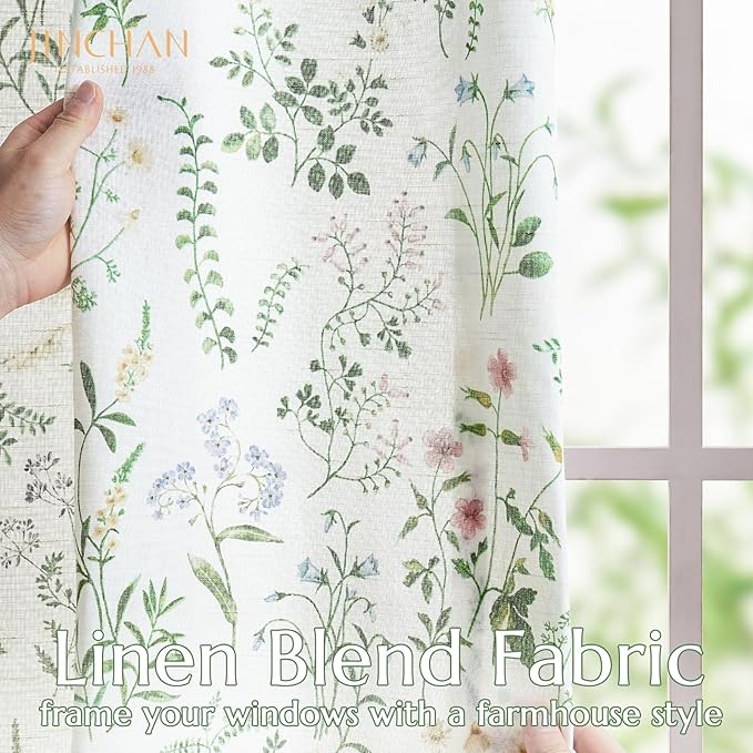 jinchan Floral Linen Blend Curtains - Image 3