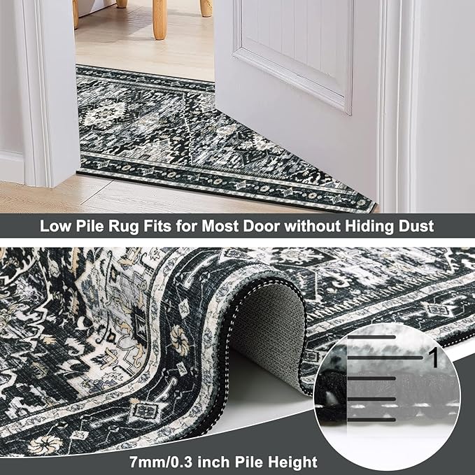 Yamaziot Washable Runner Rug, 2x8 Non-Slip Boho Vintage Hallway Rug Runner - Image 4