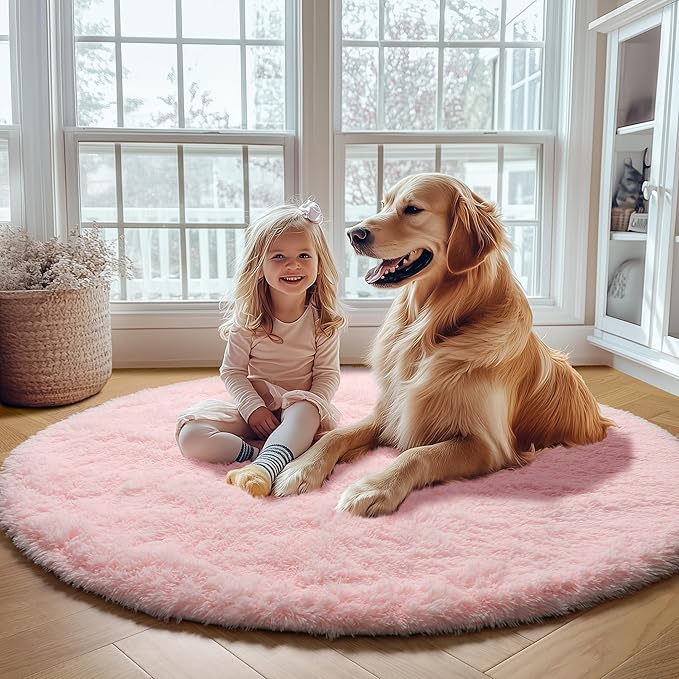 ONASAR Light Pink Round Area Rugs 6ft - Image 5