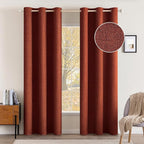 MIULEE 100% Blackout Linen Curtains Thermal Insulated Burnt Orange Fall by MIULEE