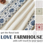jinchan Floral Lined Linen Curtains Embroidered Back Tab 54Wx84L 2 Panels