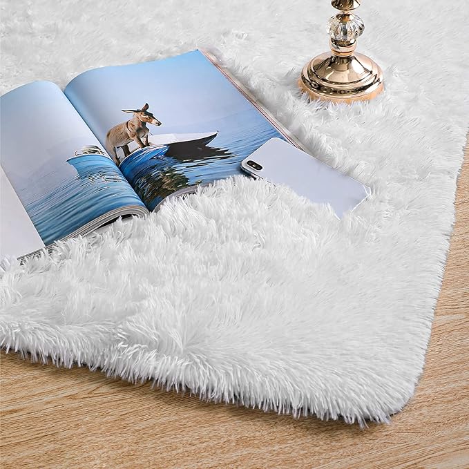 Ophanie 6x9 White Rugs for Living Room, Large Fluffy Shag Fuzzy Plush Soft - Image 7