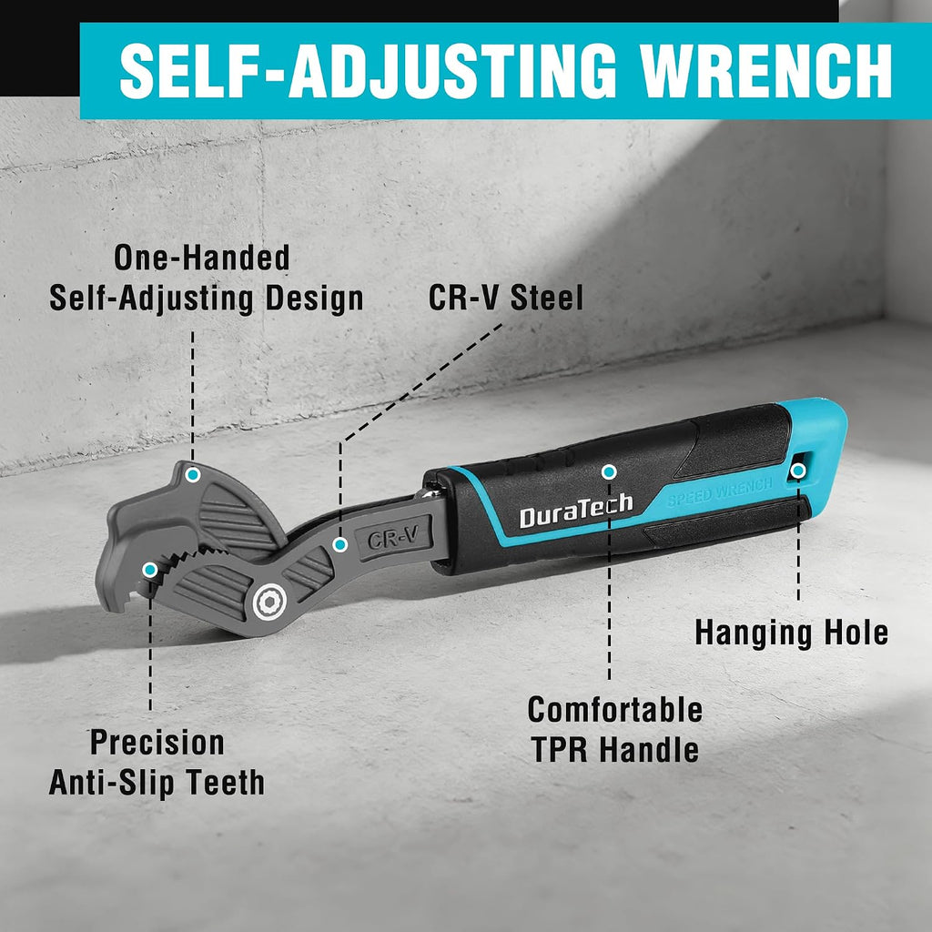 DURATECH 10-Inch Self-Adjusting Wrench, Self-Locking Pipe Wrench