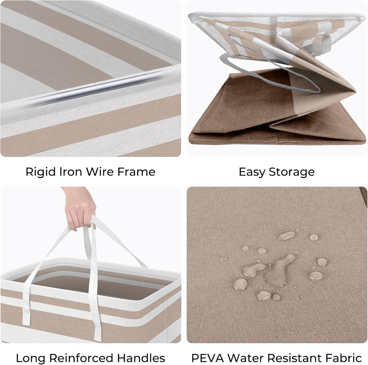 HomeHacks 2 Pack Large Laundry Baskets, Laundry Hampers Bags (Khaki 75Lx2)