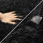 3x10 Bedside Area Rugs for Bedroom Soft Fluffy Shag Black Rug for Hallway - Image 6