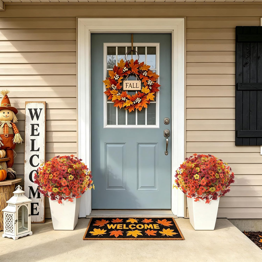 Fall Artificial Flowers Fake Mums UV Resistant for Outdoors Garden Decor