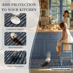 BSICPRO Kitchen Rugs Sets of 2, Non Slip Kitchen Mats for Floor, Navy Blue