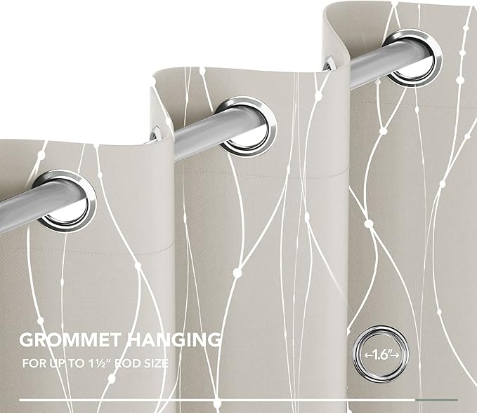 Deconovo Beige Curtains for Living Room, Room Darkening Soundproof Drapes - Image 7