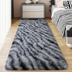 Soft Runner Rugs for Bedroom Hallways, 2x6 Black and White Fluffy Shag Throw by Ailyei