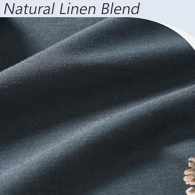 Guken 100% Blackout Linen Curtains 120 Inch Length 2 Panels Set - Image 3