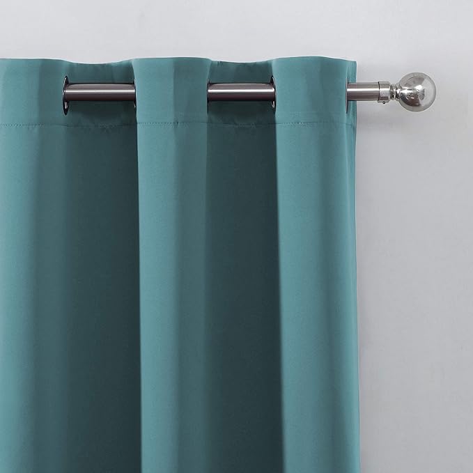 LEMOMO Sea Teal Blackout Curtains 66 x 63 Inch Length/Set of 2 Curtain - Image 7