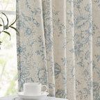 jinchan Lined Linen Blend Curtain Floral Curtains - Image 7