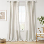 Nanspring Mousse White Linen Curtains 120 Inches Long by Nanspring