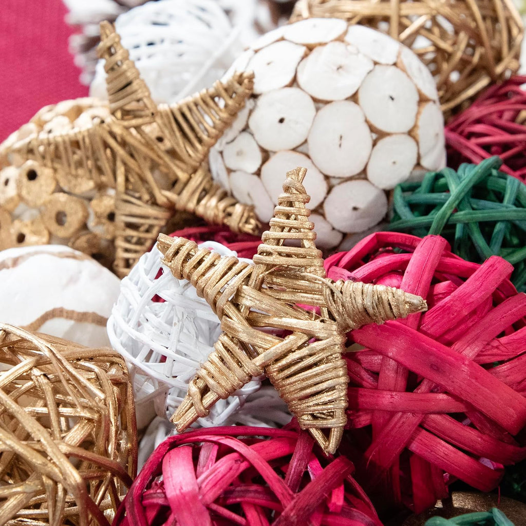 ANDALUCA Decorative Balls Orbs Bag (Red, Green & White)