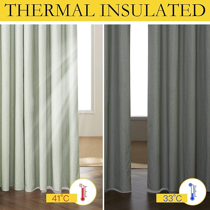 NICETOWN 100% Blackout Linen Curtains - Image 2