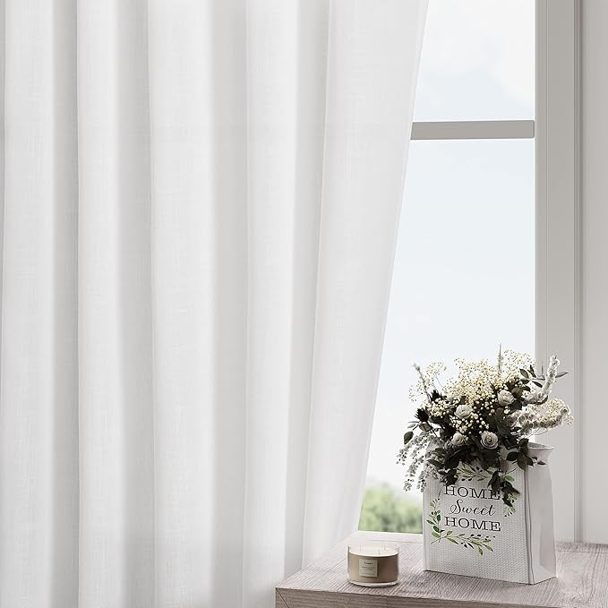 Nanspring Extra Long White Curtain 105 inches Long 2 Panels Set - Image 2