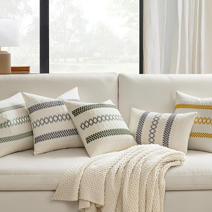 MIULEE Set of 2 Gray Boho Decorative Lumbar Pillow Covers 12x20 Inch Farmhouse - Image 2