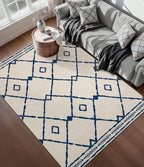 YIHOUSE Boho 5x7 Area Rugs for Living Room, Western Beige and Blue Rug by YIHOUSE