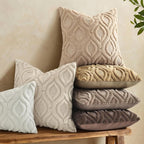 decorUhome Throw Pillow Covers 18x18 Inch Set of 2, Soft Plush Faux Wool Light - Image 2