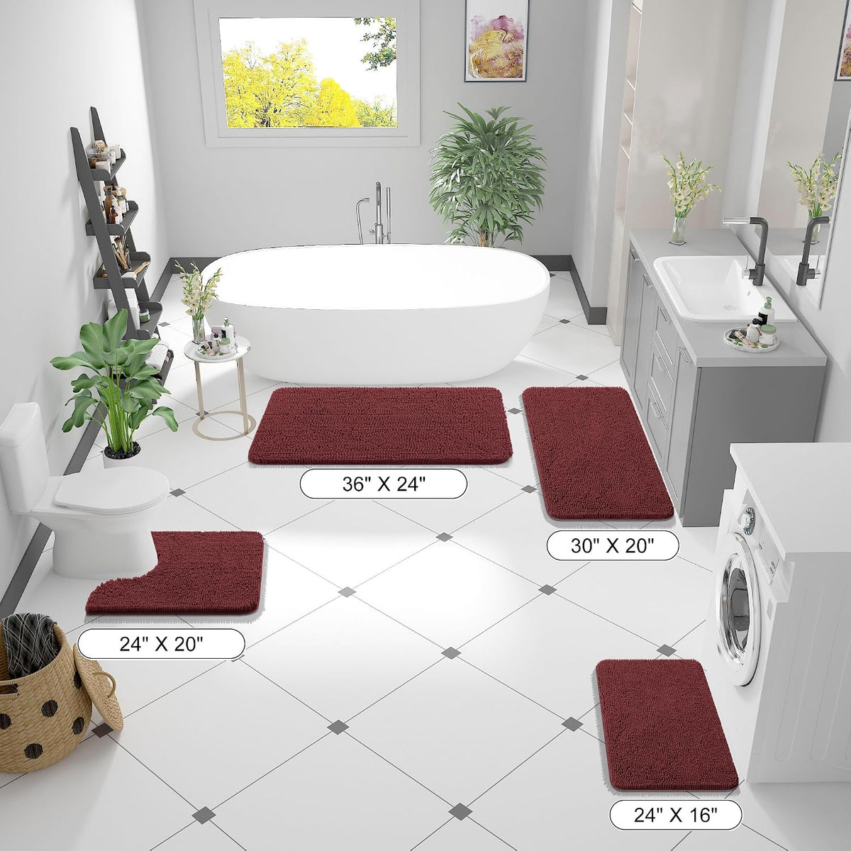 OLANLY Bathroom Rugs 36x24, Extra Soft Absorbent Chenille Bath Rugs