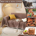 HANDONTIME Brown Sofa Covers Simple Couch Cover - Image 3
