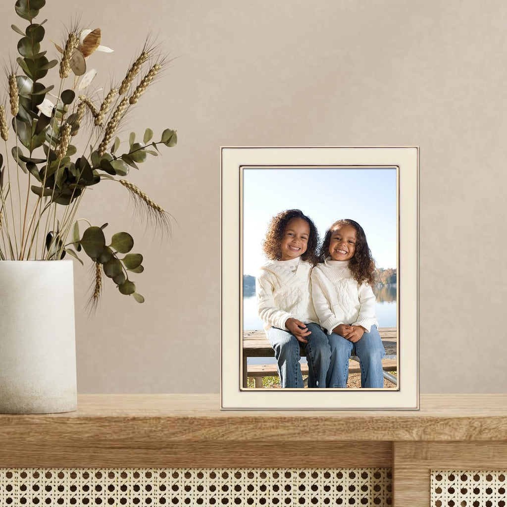 Lawrence Frames Metal Frame, Polished Enamel, Ivory, 5x7