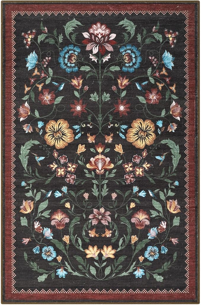 GarveeHome Floral Rug for Entryway 2x3 Rugs Machine Washable Boho Small Area - Image 4