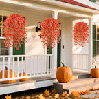 Artificial Fall Flowers for Outdoors UV Resistant Fake Mums Orange Decor