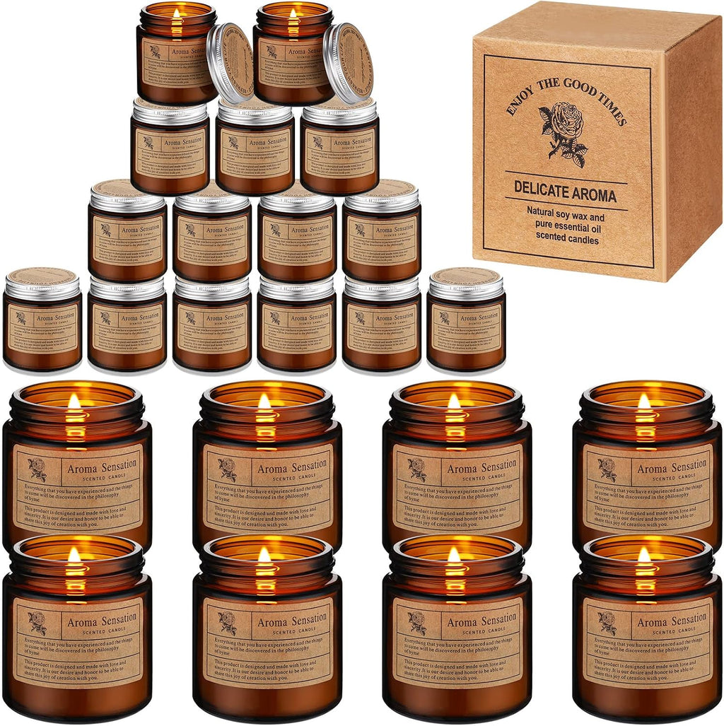 MTLEE 24 Pcs Scented Soy Candles Jar Gift, Classic Style, Fresh Scent