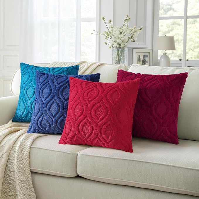 decorUhome Summer Throw Pillow Covers 16x16 Inch Set of 2, Soft Plush Faux Wool - Image 5