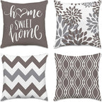 Hexagram Geometric Grey Pillow Covers 16x16 Set of 4, Decorative Outdoor Boho by Hexagram