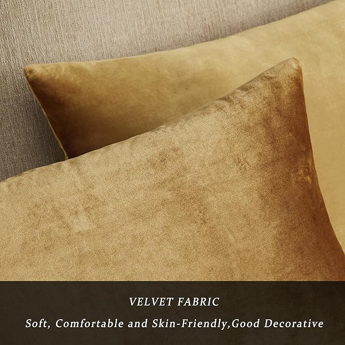 GIGIZAZA Golden Throw Pillow Covers 18x18 Decorative Velvet Cushion Covers Pack - Image 6