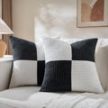 Fancy Homi Set of 2 Black White Big Decorative Throw Pillow Covers 24x24 Inch by Fancy+Homi