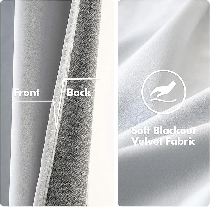 MIULEE 2 Pieces Greyish White Extra Long Velvet Curtains Exquisite & Elegant - Image 3