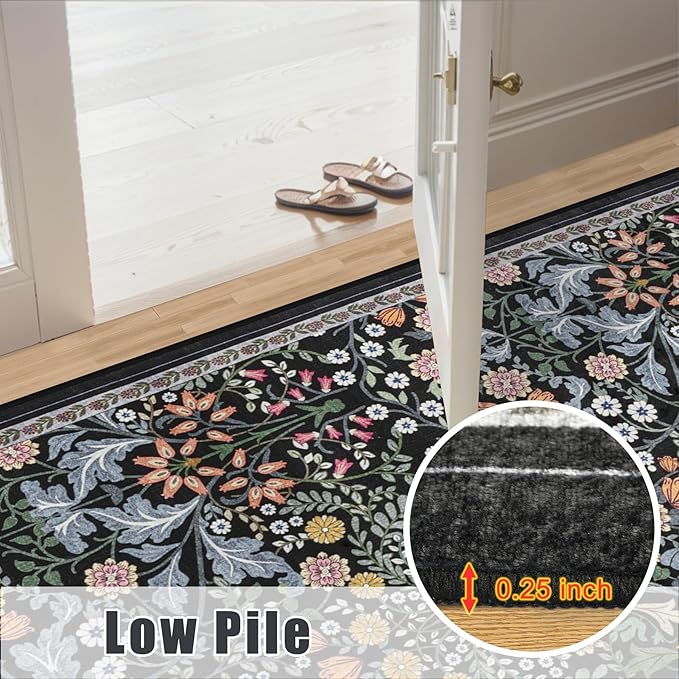10x12 Area Rugs for Living Room: Floral Washable Rug Vintage Large Soft Boho - Image 8