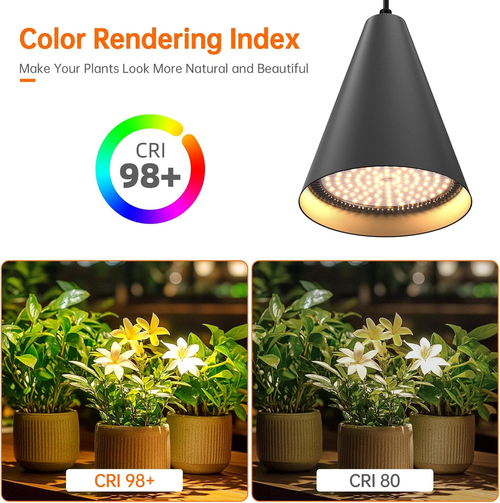 Hanging Grow Light for Indoor Plants, Two Head One-Cord 50W