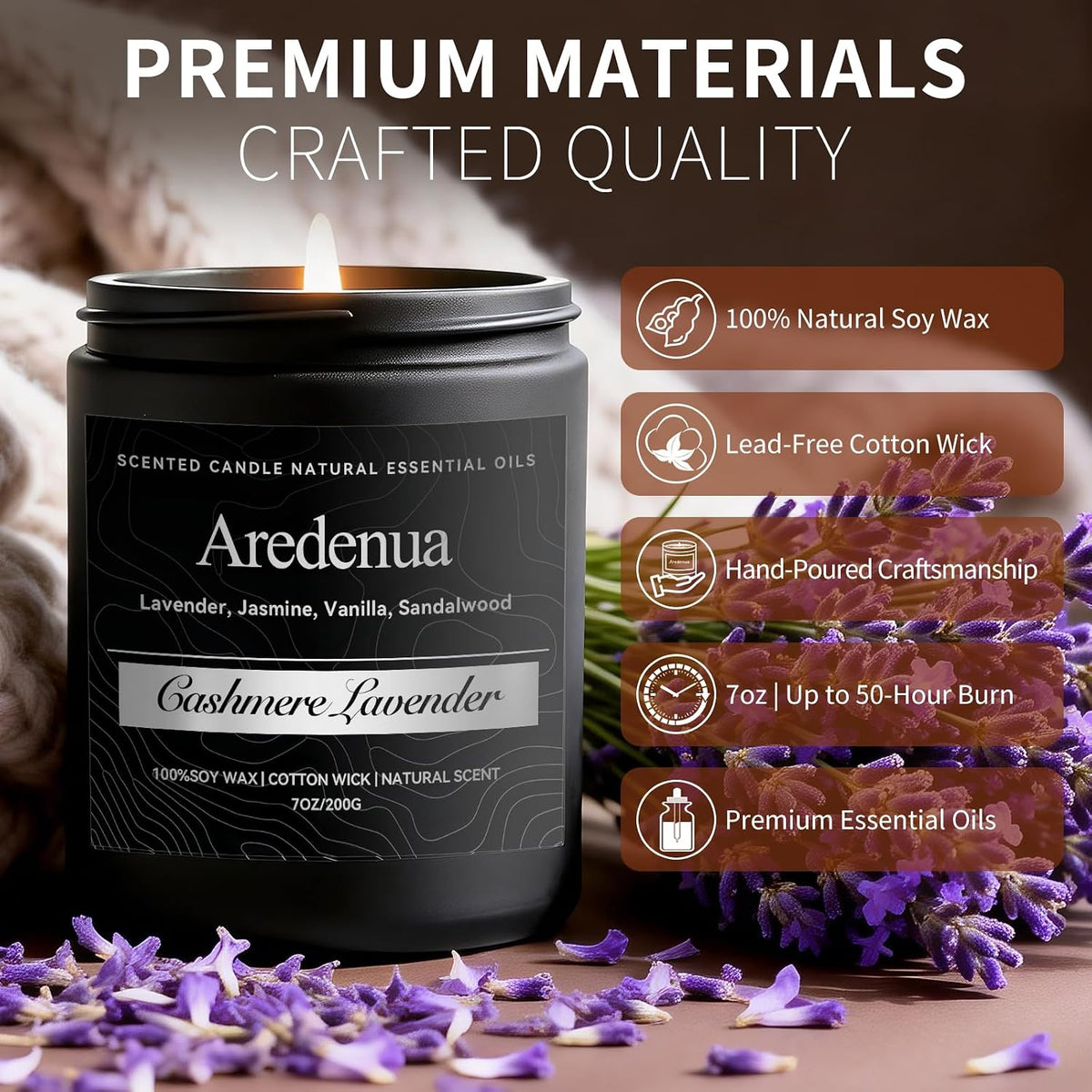 Cashmere Lavender Candles for Men, Candles for Home Scented, 7 oz