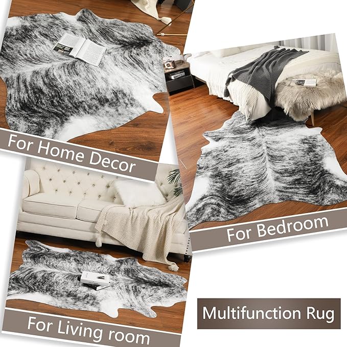 AROGAN Western Decor Faux Fur Cowhide Rug, 6.2 x 5.2 Feet Premium Animal Skin - Image 7