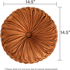 HIG Set of 2 Decorative Round Pleated Throw Pillows, Classy Accent Pumpkin - Image 3